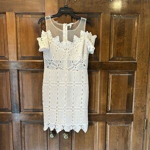 Soieblu Cream Lace Deess Size Medium Off The Shoulder Ivory Sheer Cottagecore